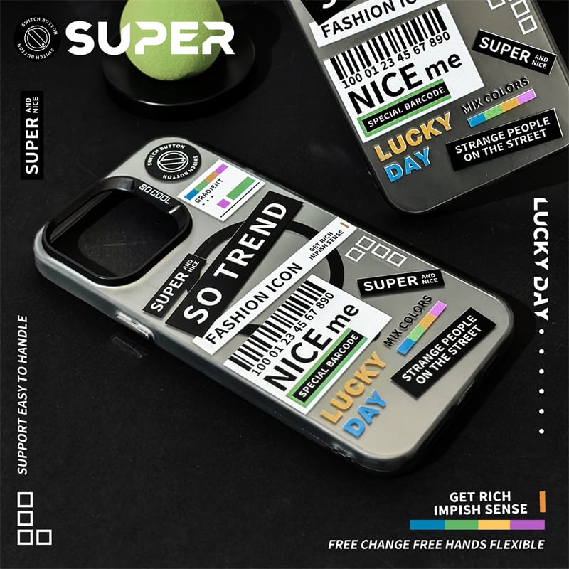 【MagSafe対応】流行ってます◎かっこいい ステッカーデザイン マット背面 オーロラ iPhone16 メンズ シルバー スマホケース ND-15484