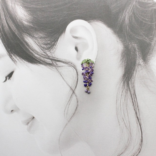 Palnart Poc 藤の花イヤリング イヤリング Noilnoom
