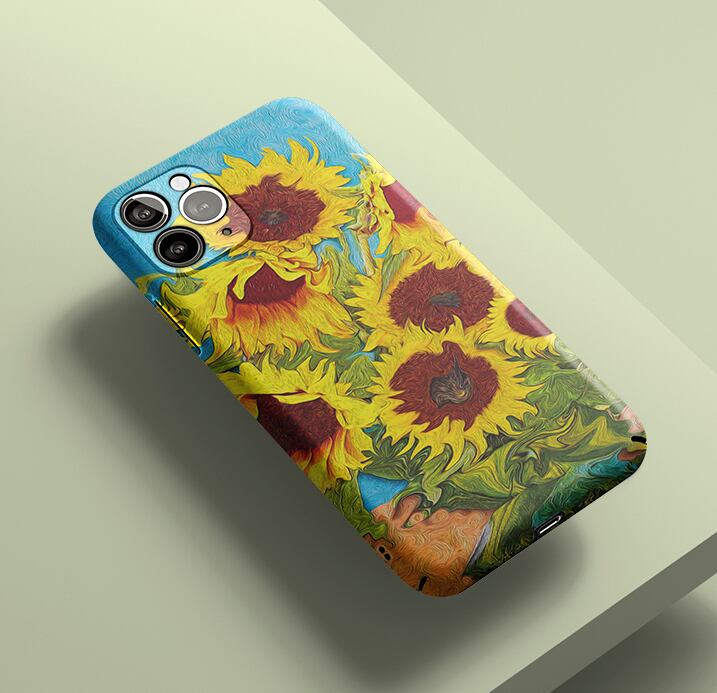 ひまわり》 iPhoneケース XS 11 12Pro 13ProMaxカバー 蛍光型 かわいい