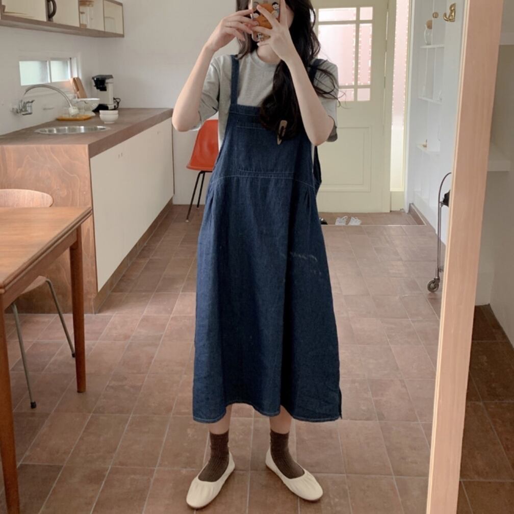 2点セット レディース セットアップ 上下セット トップス ジャンパースカート デニムワンピース キャミソールワンピース キャミワンピ ロング丈 半袖 パフスリーブ ラウンドネック ワイド Aライン ウエストマーク デニム かわいい 大人可愛い シンプル カジュアル フェミニン シック おしゃれ おとな ナチュラル こなれ感 ラフ ラブリー キュート ガーリー ルーズ 抜け感 学生 通学 デート お出かけ 女子会 休日 散歩 春 夏 ツーピース 10代 20代 30代 ブルー グレー 送料無料