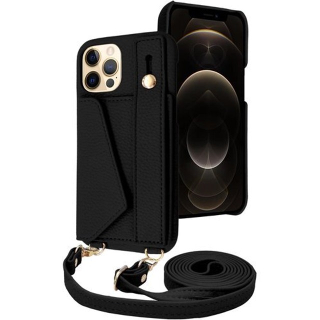 シズカウィル iPhone12 / iPhone12 Pro ケース ショルダー カバー ショルダーストラップ アイファンデ5 ショルディー ストリートモード 1個入り アイボリーブラック 2184