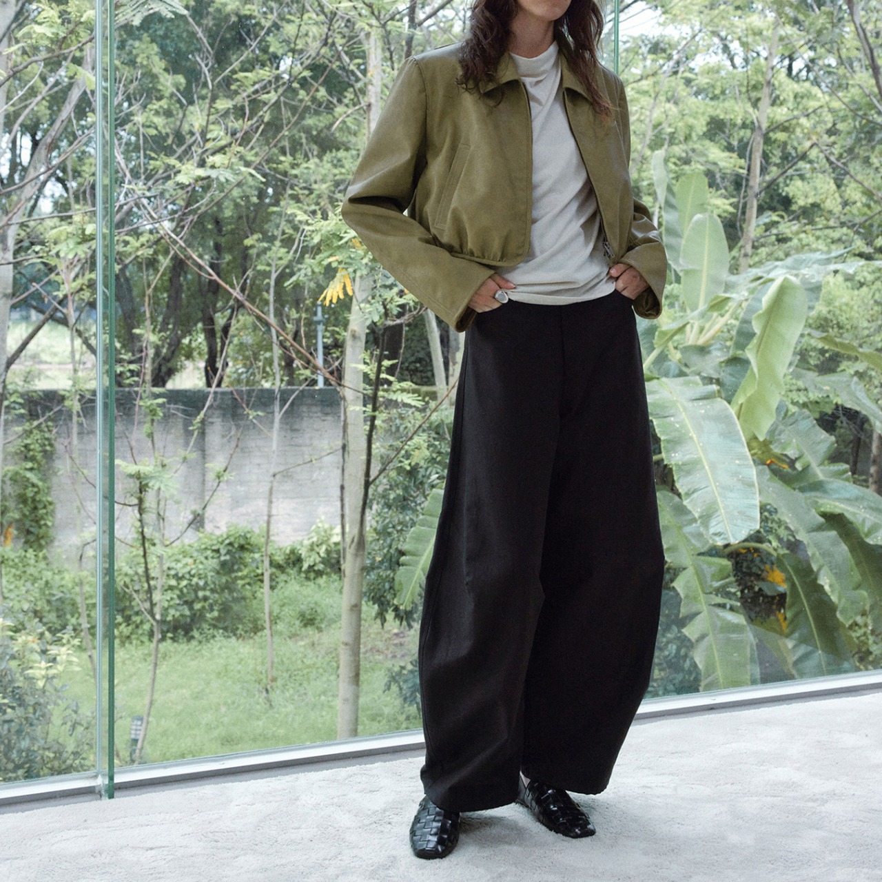 Fake Leather Cropped Jacket【3color】 T3562