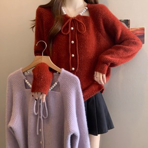 【送料無料】 セーター 2色 トップス 20代 30代 ロング丈 ゆったり ラウンドネック Aライン フレア プルオーバー リボン 装飾 パール 女性用 レディース 厚手生地 あったか 温かい 無地 かわいい 大人可愛い 大人女子 こなれ感 シンプル カジュアル 大人 上品 おしゃれ お洒落 ラフ コンサバ フェミニン ガーリー デート お出かけ お茶会 女子会 休日 授業参観 冬 着回し プチプライス デイリーユース 普段使い ファッション コーデ スタイル 楽ちん 定番アイテム 着痩せ 垢抜け