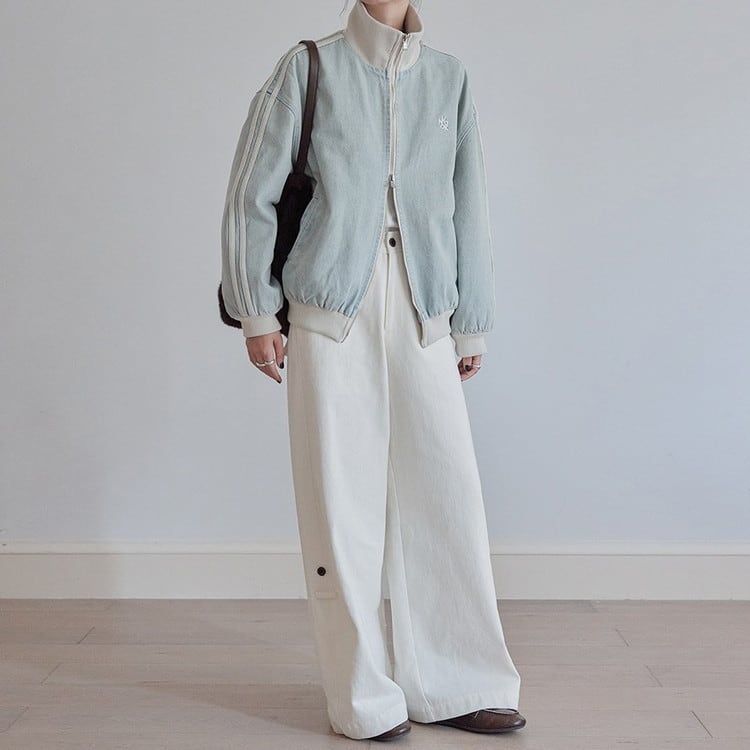 スタンドカラーデニムラインジャケット 2color [am03455] | amgot