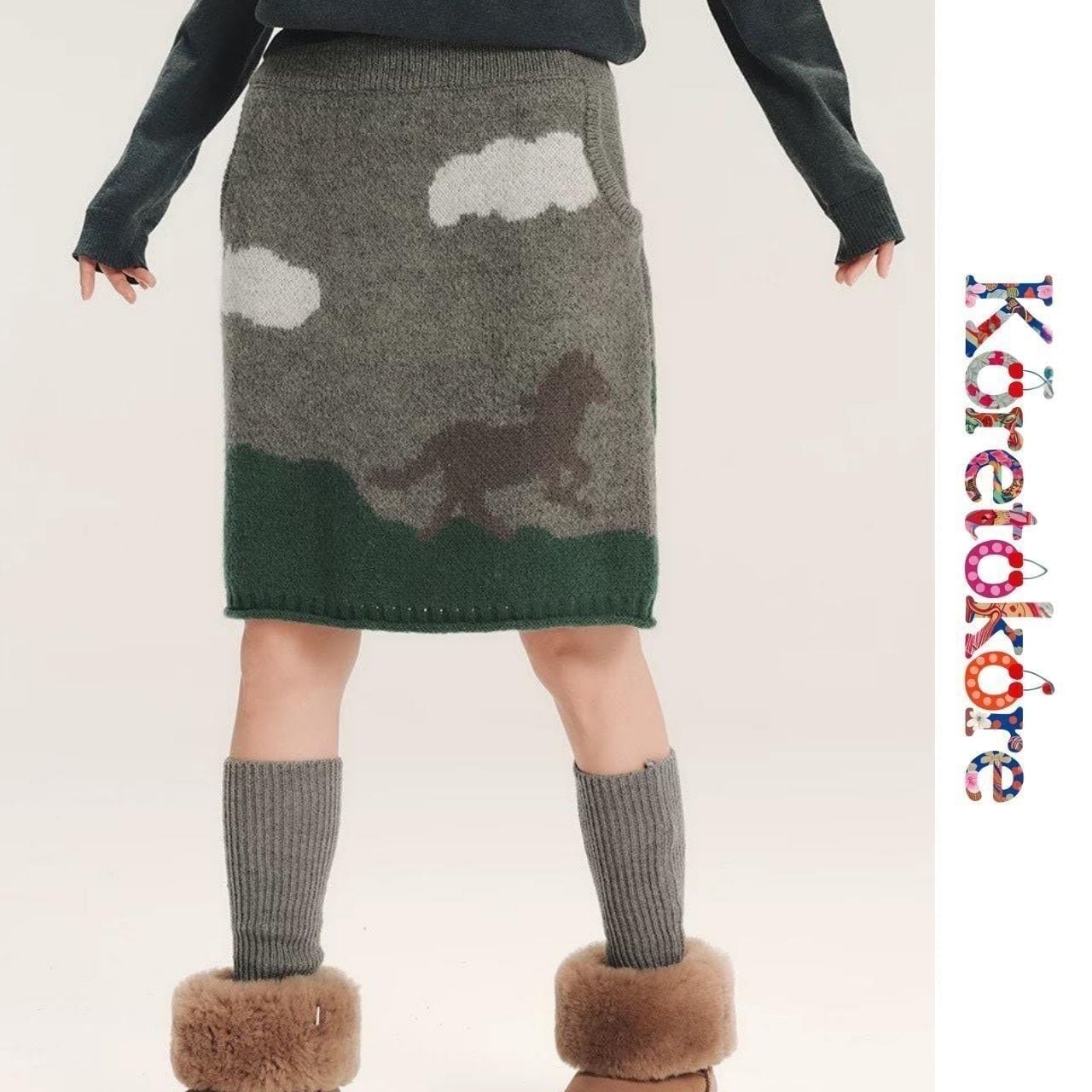 Cloud Landscape Knit Skirt A1097