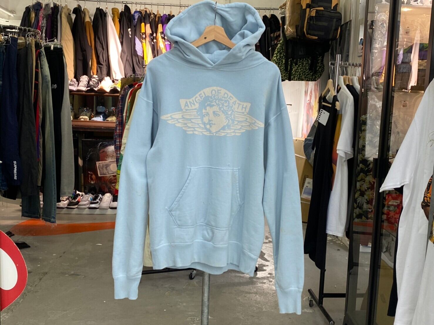 SAINT MICHAEL ANGEL HOODIE SAX BLUE MEDIUM 265719 | BRAND BUYERS OSAKA