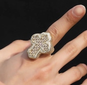 【Ice34】Cross Baguette Ring