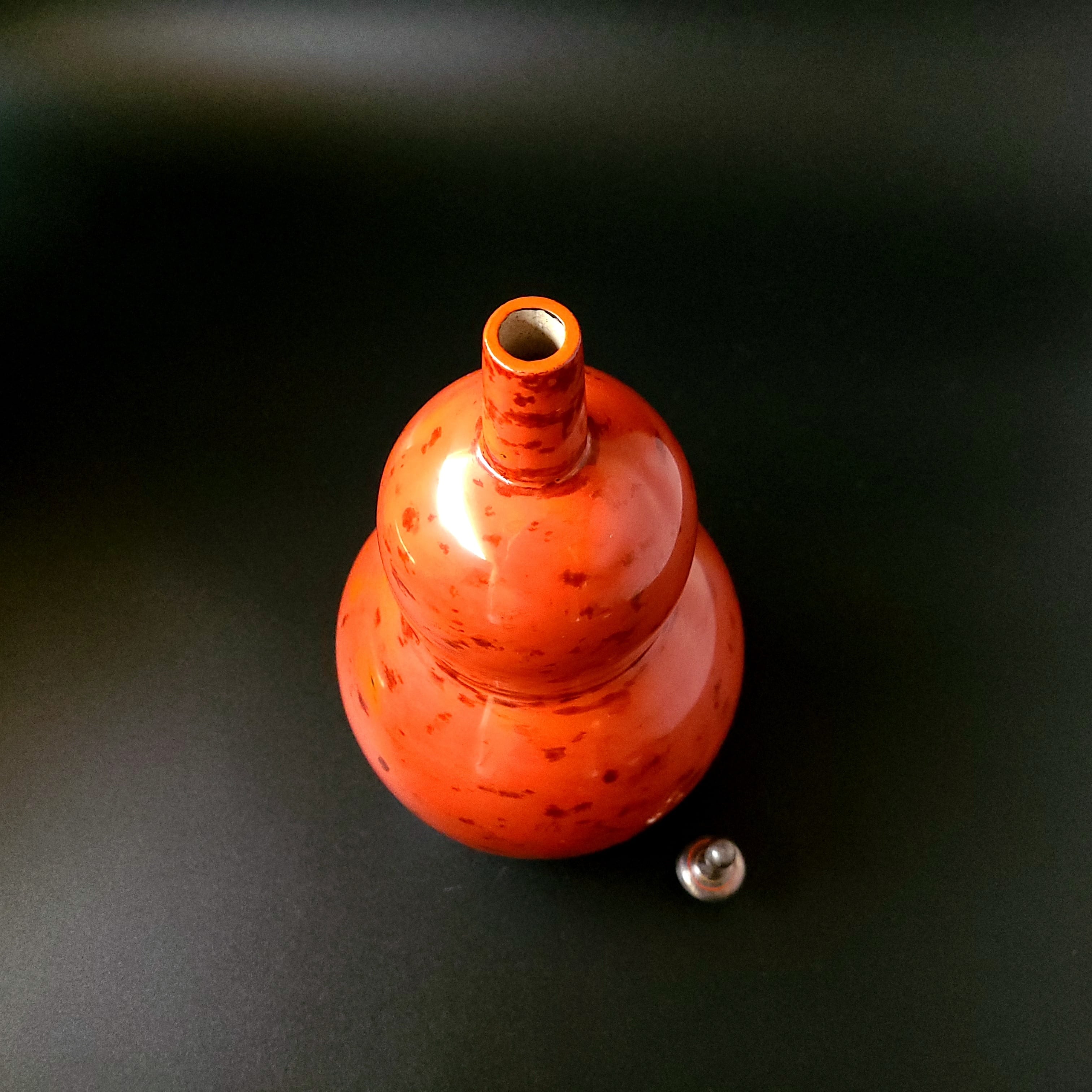 陶漆 瓢箪形 壷 玉井信 共箱 山形 漆芸 漆器 ひょうたん 花器 花入