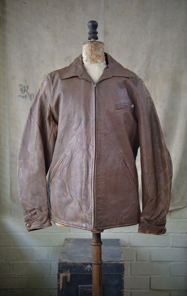 Vintage goatskin leather sports jacket made in Canada in the 1940s.
