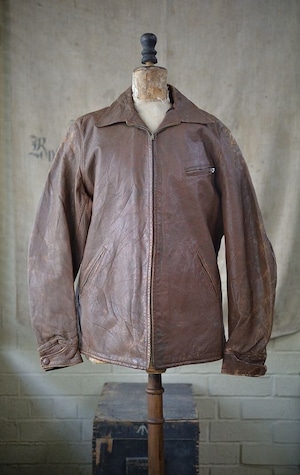 Vintage goatskin leather sports jacket made in Canada in the 1940s.
