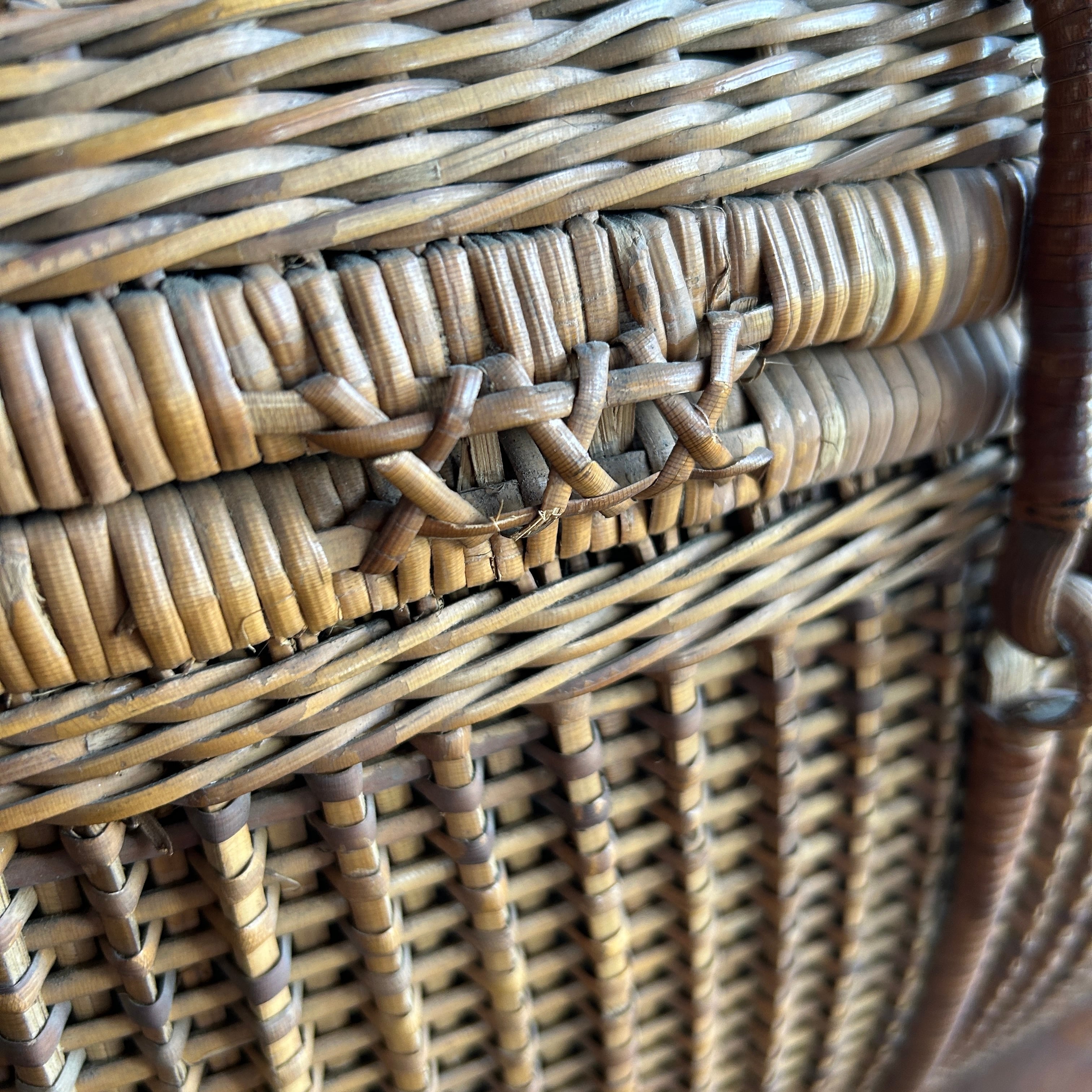 アンティーク 大正から昭和初期の大きな籐バスケット | bonbidou22