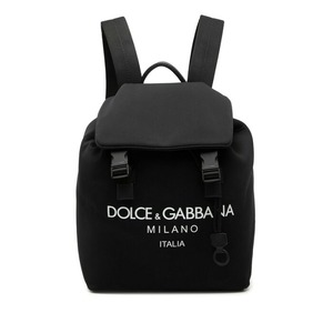 ドルチェアンドガッバーナ ロゴ リュック バックパック ブラック ナイロン レザー レディース DOLCE&GABBANA 【中古】