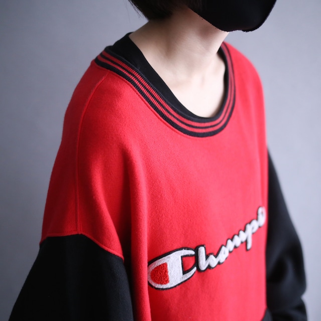 "Champion" XXL super big silhouette bi-color and logo wappen sweat