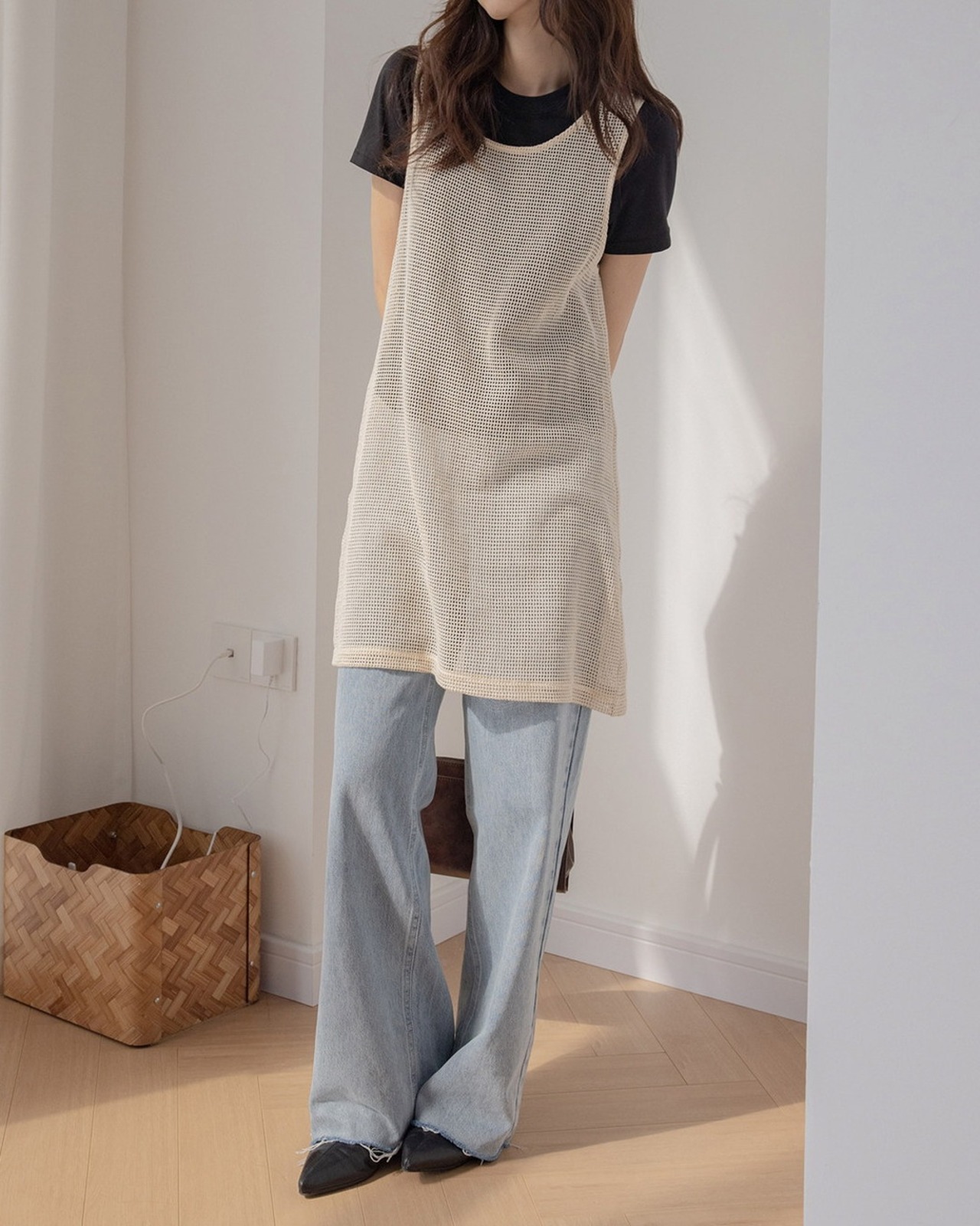 Mesh sheer crochet Tops  L0101