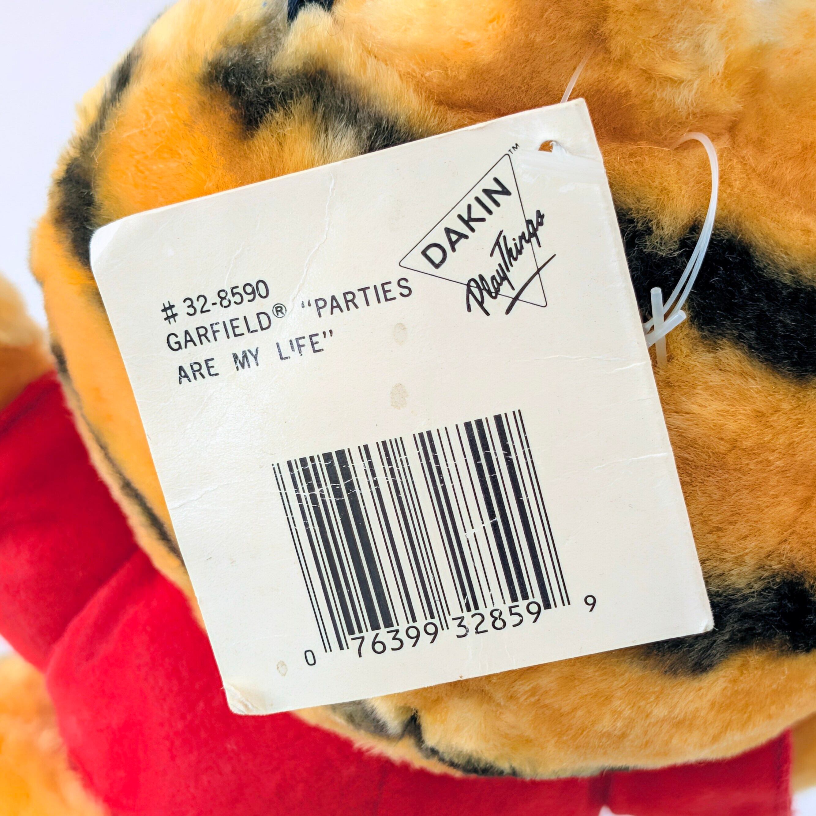 ☆ VINTAGE 1988 ☆【 Garfield ( ガーフィールド ) 】『 Garfield HAPPY HOLIDAYS Parties are my life!（パーティーは俺の人生！）』ガーフィールド10周年記念限定 / ぬいぐるみ / プラッシュ / plush / 1980年代年製 〚アメリカン雑貨 アメトイ〛