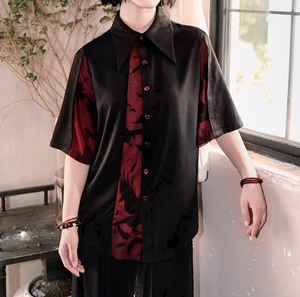 レディース トップス シャツ 半袖 襟付き 前開き ボタン かわいい シンプル カジュアル おしゃれ かっこいい アジアン エスニック エキゾチック こなれ感 ラフ メンズライク マニッシュ ボーイッシュ 個性的 クール 存在感 春 夏 秋 ロングシーズン お出かけ 旅行 公園 女子会 休日 ショッピング コンサート ライブ お花見 カフェ 韓国 楽ちん プレゼント プチプラ 普段使い 着回し インスタ映え S M L 小さいサイズ 大きいサイズ 黒 ブラック レッド ベーシックカラー 大人カラー