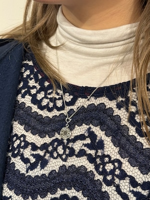 HERMES / vintage silver Sellier  small necklace③.