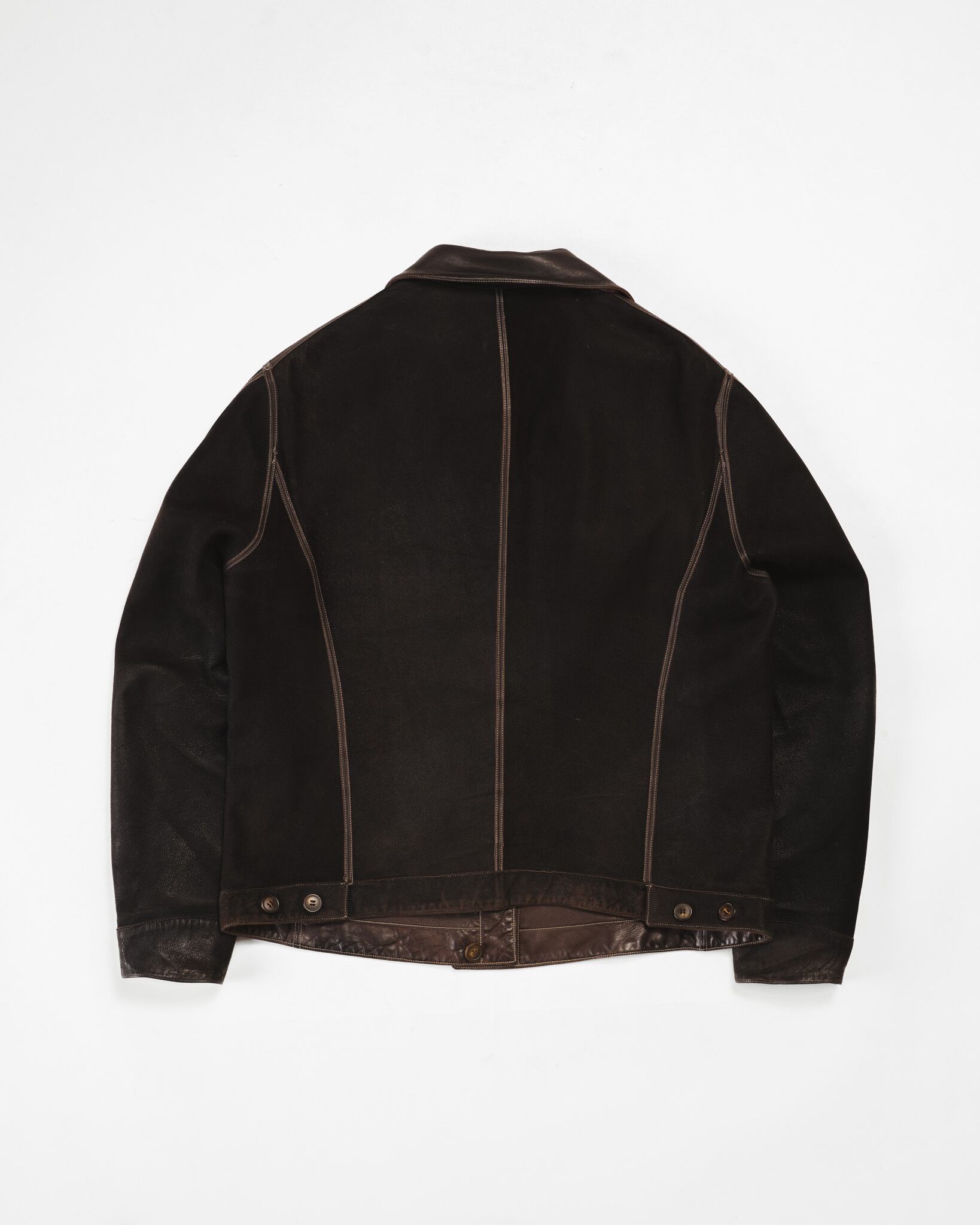 90's] “SERAPHIN” Reversible Lamb Leather Trucker Jacket (Made in