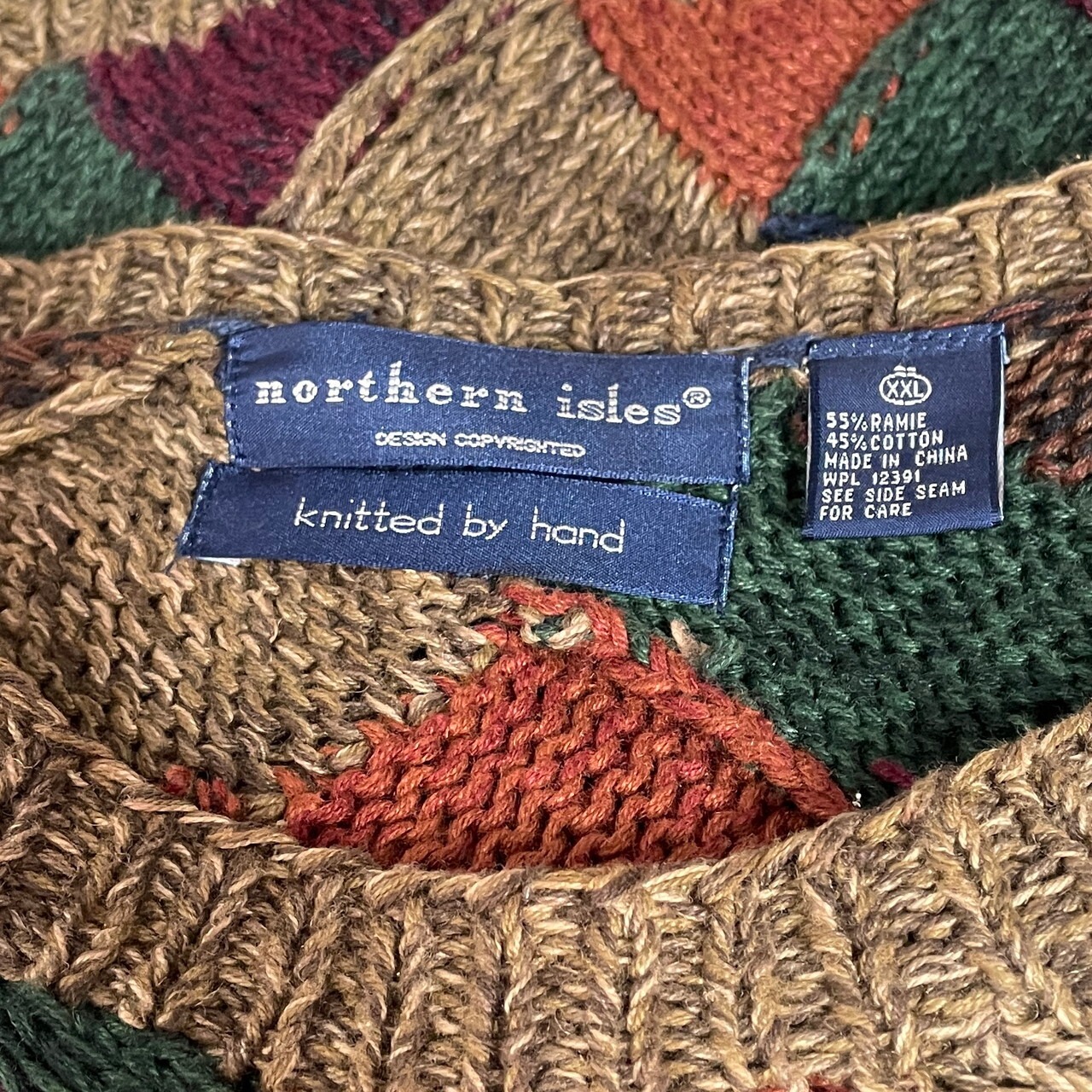 90年代 northern isles パッチワークパターン ラミー×コットン ハンド 