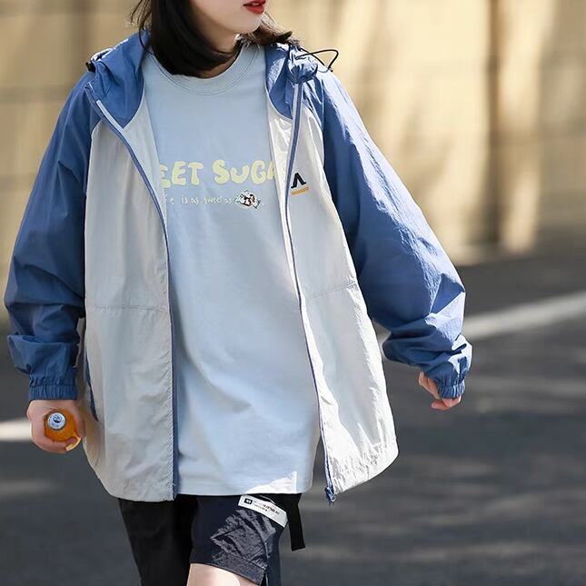 バイカラーフード付き裾ドロコートジャケット | lululana