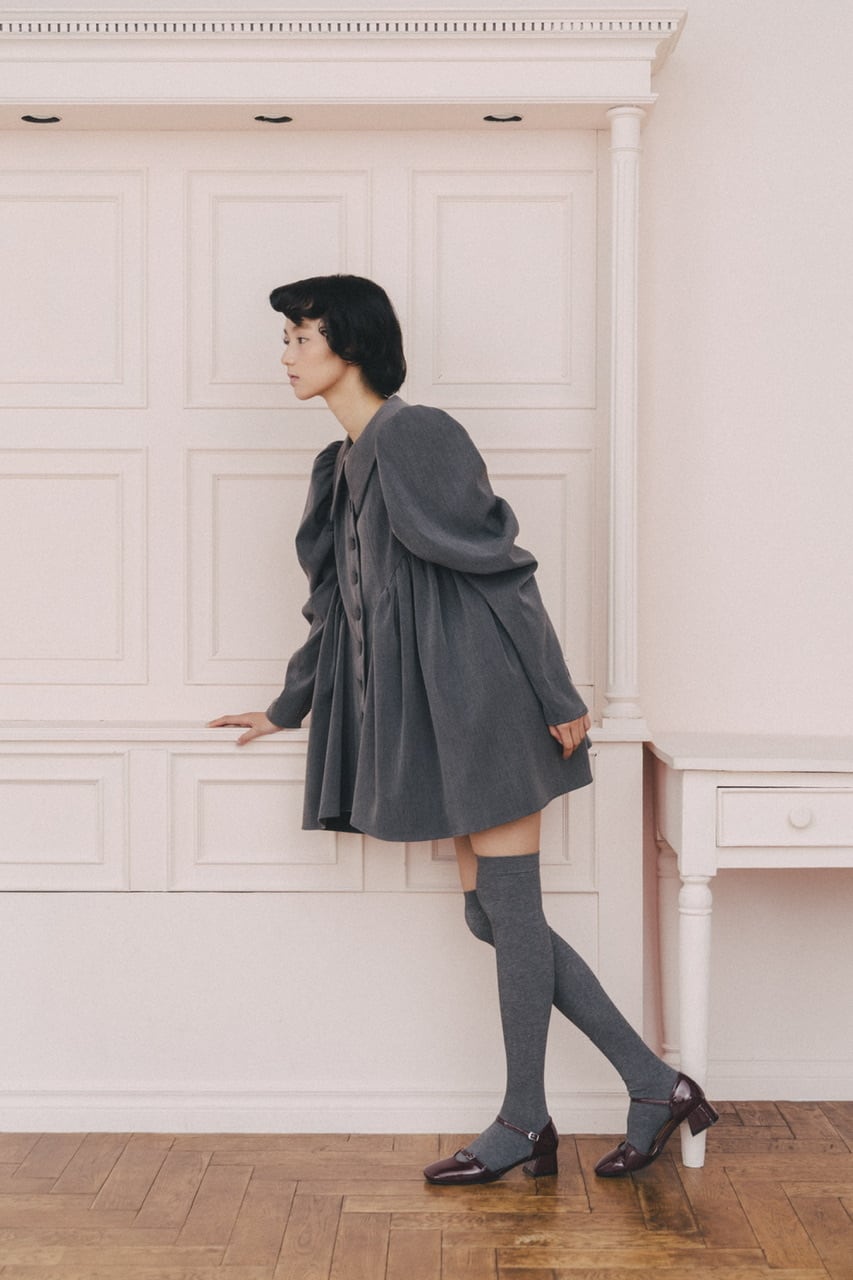 グランドカラーワンピース　BLACK