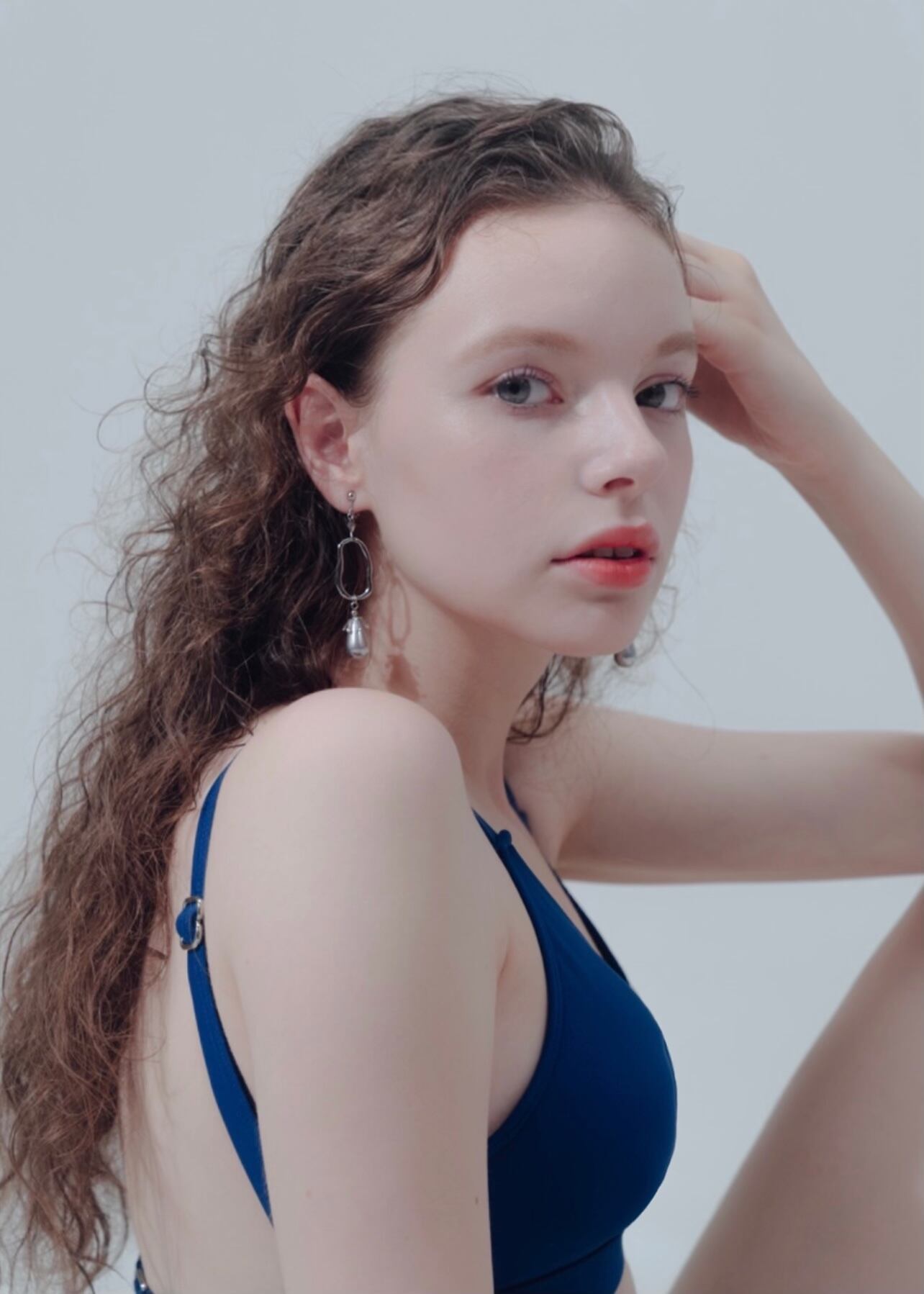 Middle triangle bikini / smoky aqua