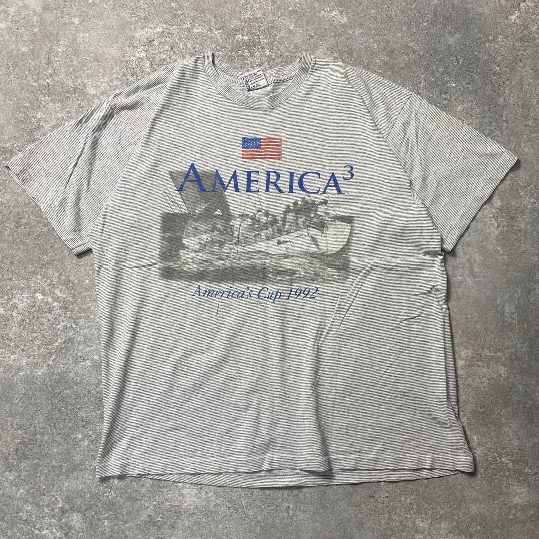 90s vintage アメリカ ボーダー 船 Tシャツ シングルステッチ