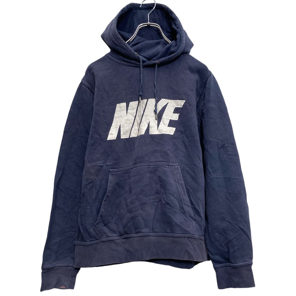 NIKE プリント スウェット パーカー ナイキ S ネイビー プルオーバー  