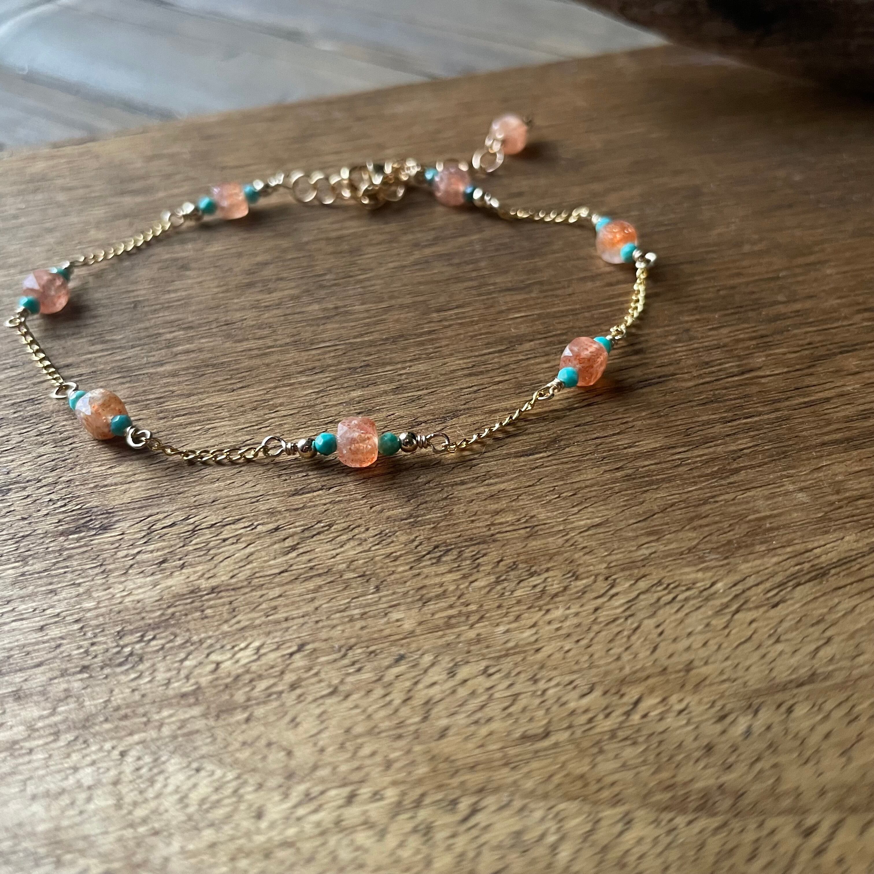 New】Sunstone×Turquoise Bracelet/14K Goldfilled | and. the earth