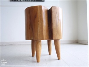 総無垢材 プリミティブチークスツールJ/1 イス チェア 新品 ベンチ 新品 椅子 天然木 手作り ナチュラル 素朴 送料無料 一点物 重さ17.5kg