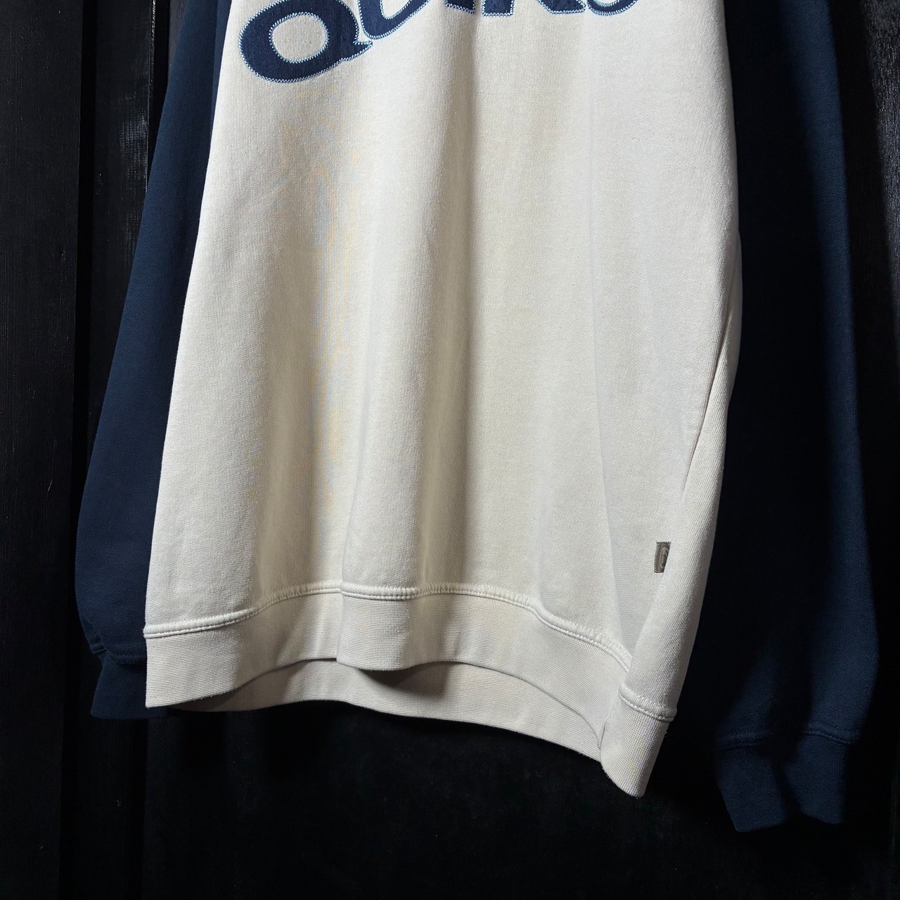 00s QUICKSILVER ラグランスウェット アイボリー×ネイビー クイックシルバー