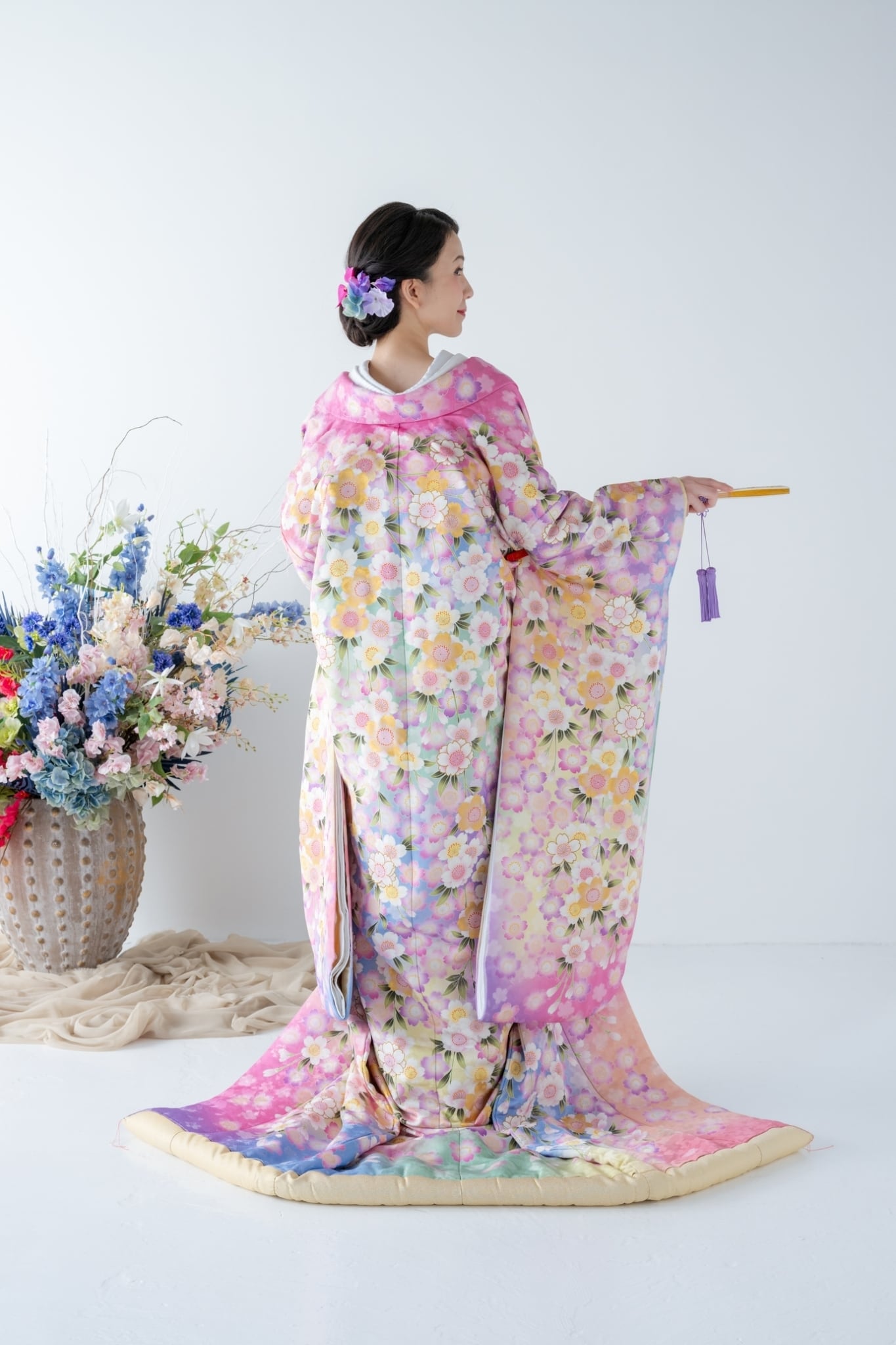 色打掛レンタル フルセット 虹地枝垂桜花文 031 | きものレンタル as