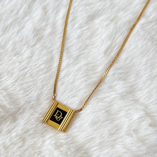 N6009】Christian Dior square logo necklace/クリスチャンディオール 