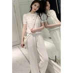 アイスシルクニット×カジュアルワイドパンツセット　CST0006