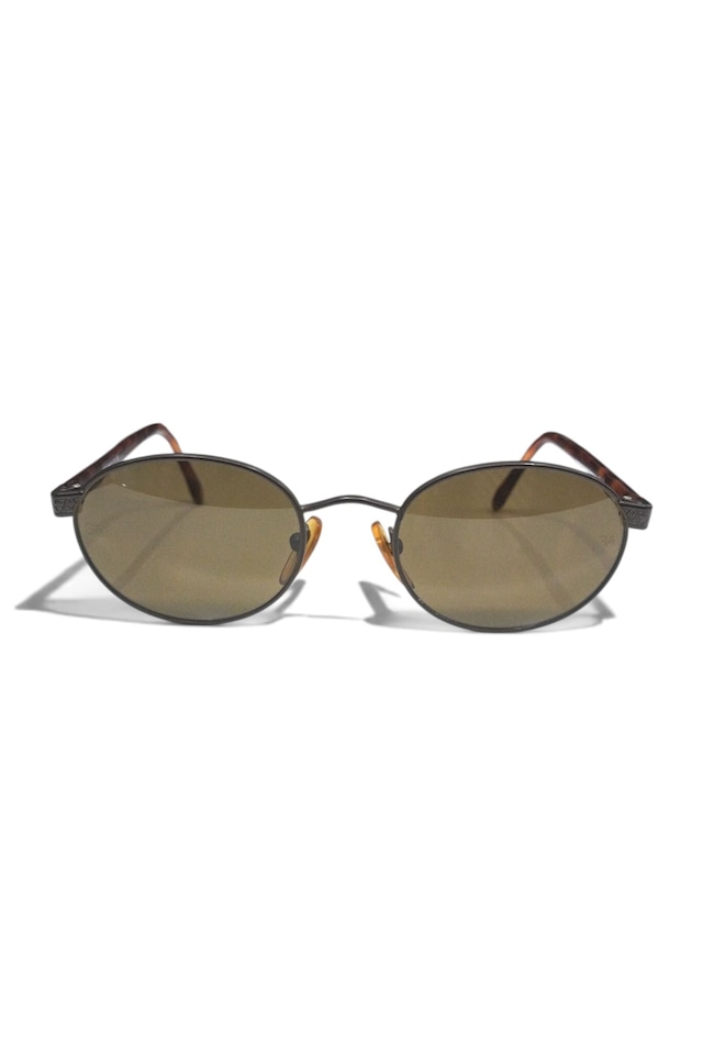 “GIORGIO ARMANI” Oval Metal × Tortoiseshell Sunglasses - Dark Brown Lens