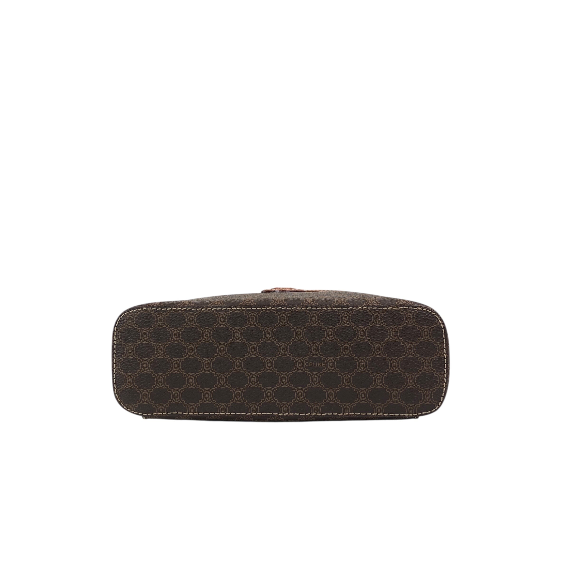 セリーヌ　　バニティ　2way ショルダーバッグ　マカダム　ブラウン CELINE マカダム柄ブラゾン刻印バニティ2WAYバッグ