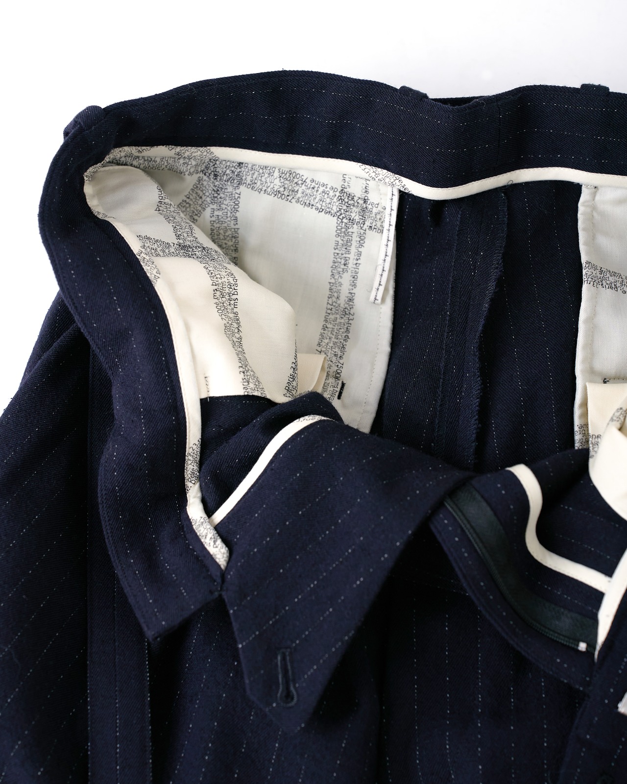 m's braque  "BELTED BAGGY PANTS〔NAVY STRIPE〕"