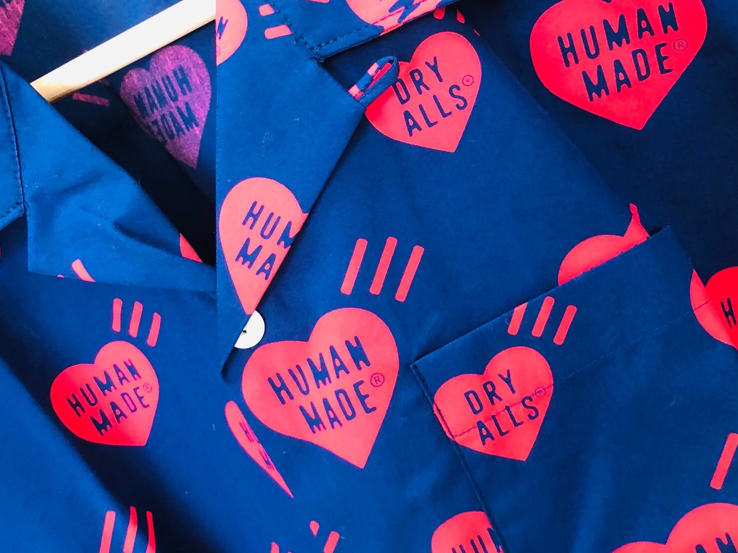 HUMAN MADE HEART PATTERN ALOHA SHIRT NAVY MEDIUM 100JJ9247 | BRAND  