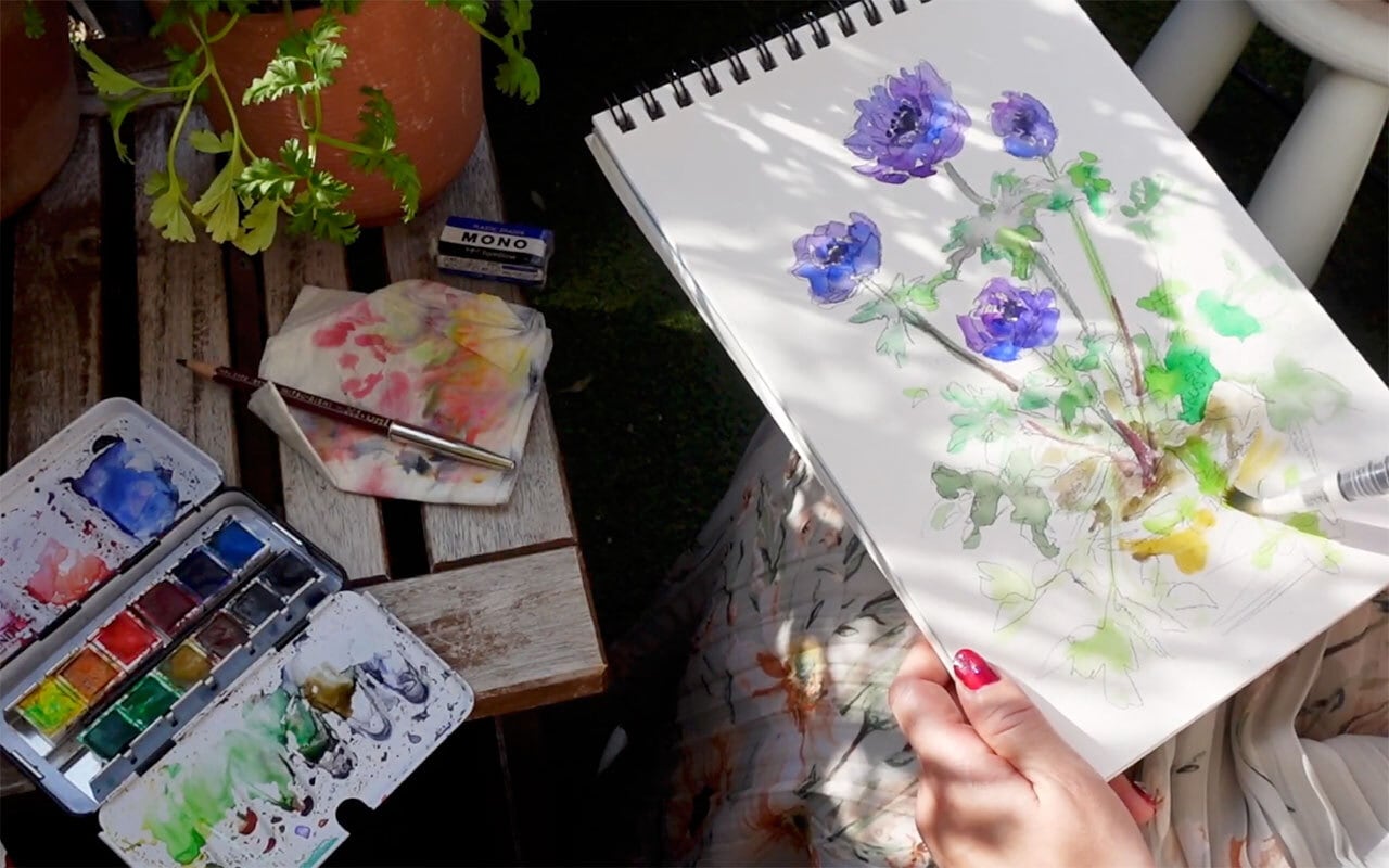 日常で楽しむ水彩画】アネモネの花 | necoya room shop