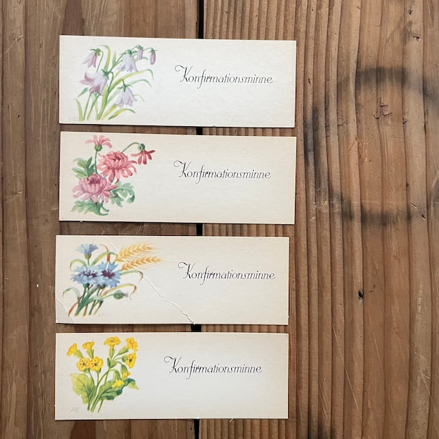 花の小さなカード4枚セット1