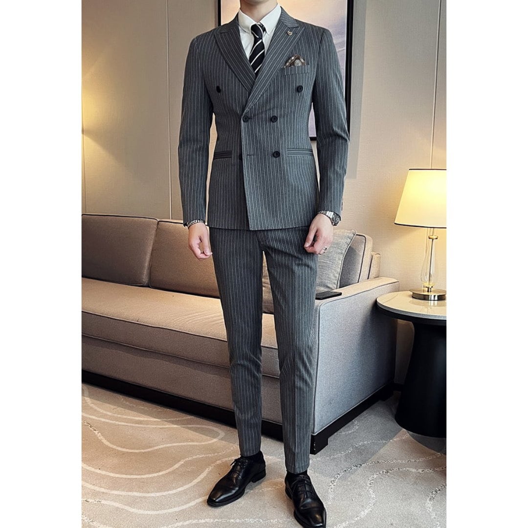 ストライプ ダブルブレストスーツ スリーピース 3カラー A1650