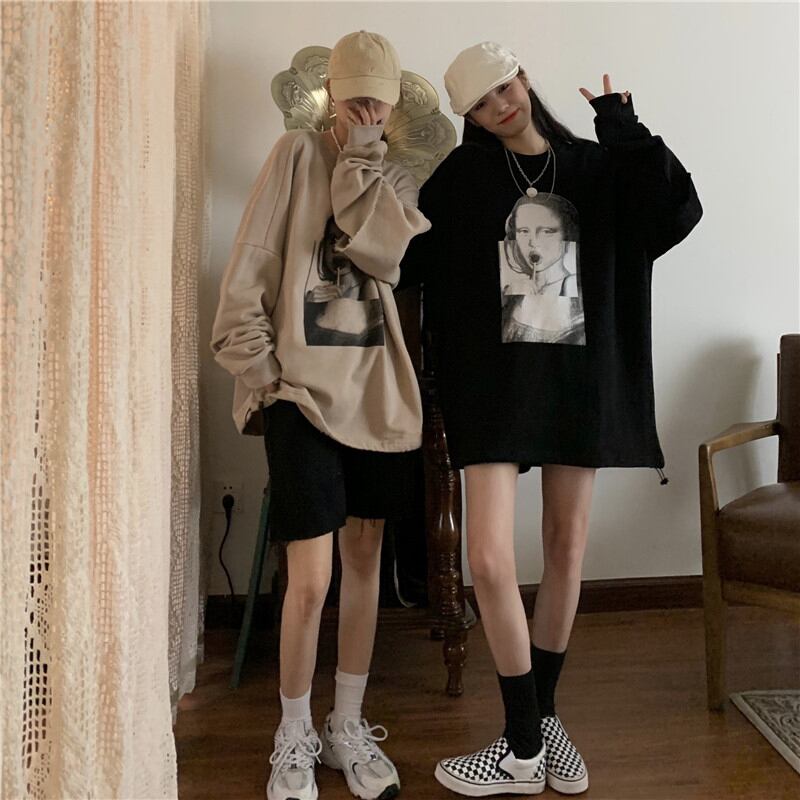 カップルの友達プルオーバーセーター女性2020年秋冬新バージョンルーズレイジーレタープリント薄手のコート クレセントシティ73355972924