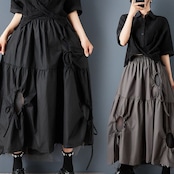 ドローストリング ティアード スカート 00377