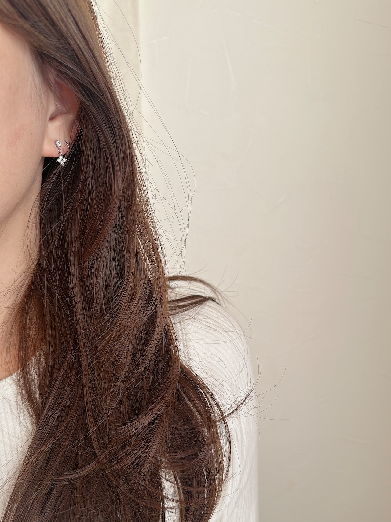 SS ジルコンフラワードロップピアス