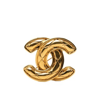 シャネル マトラッセ ココマーク ヴィンテージ ブローチ ゴールド メッキ レディース CHANEL 【中古】