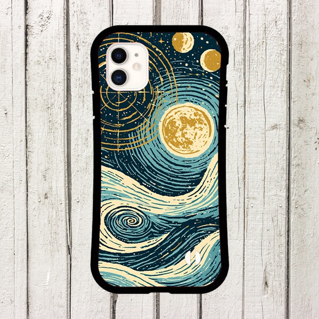 受注生産 iPhoneケース 満月と渦巻く波の星図｜天体図 STAR032C