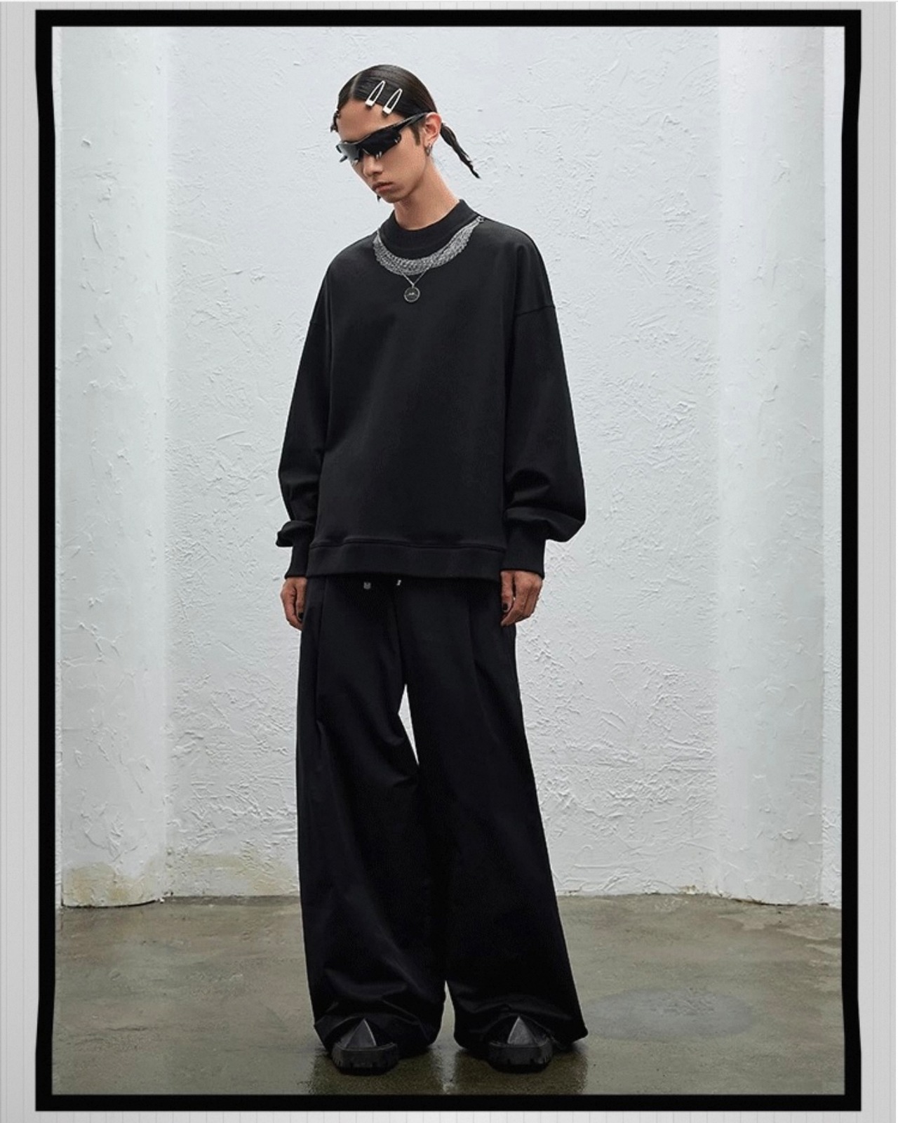 BALIANG Double Waist Drawstring Wide Trousers