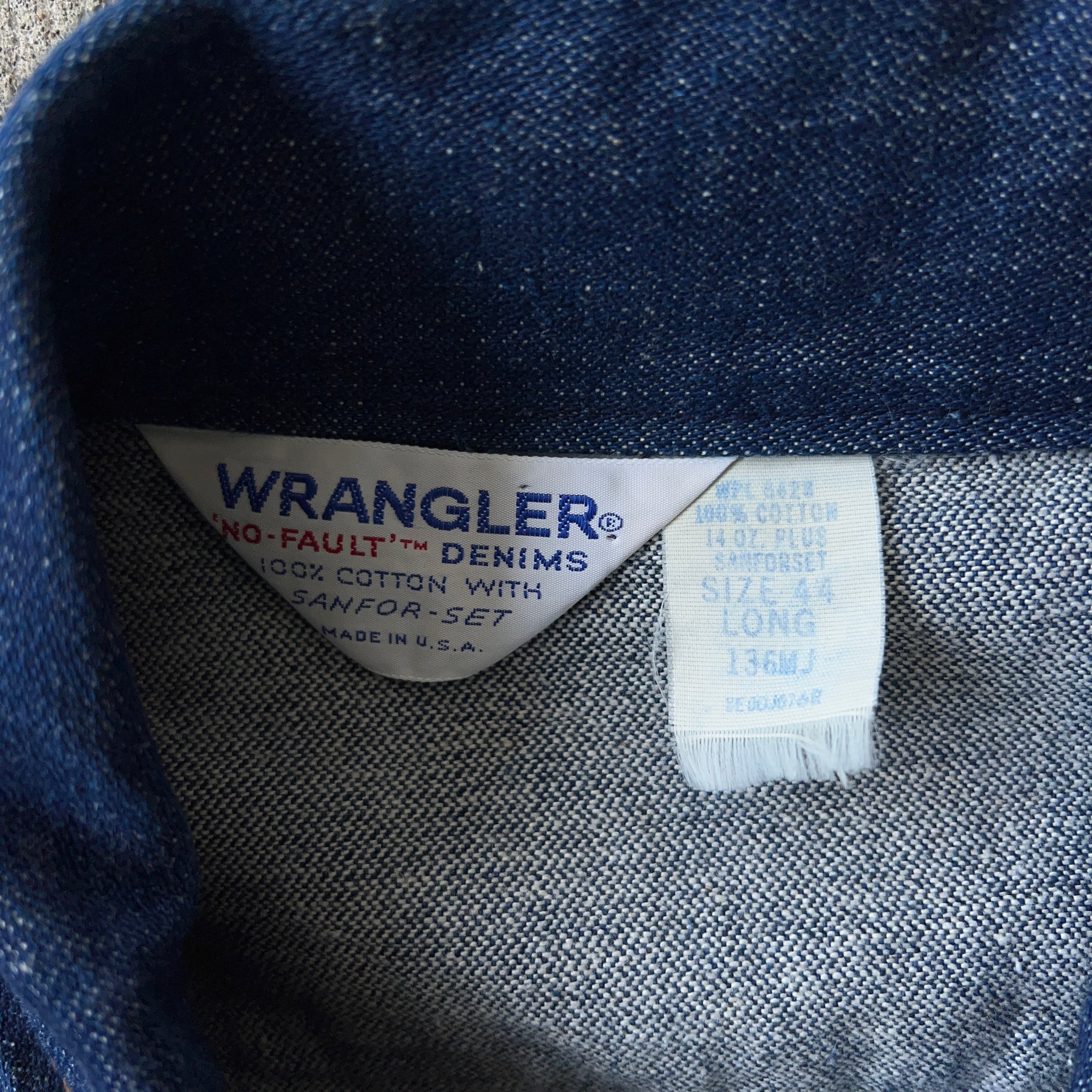 80's Wrangler 136MJ デニムジャケット 濃紺 SIZE 44L【0915A12