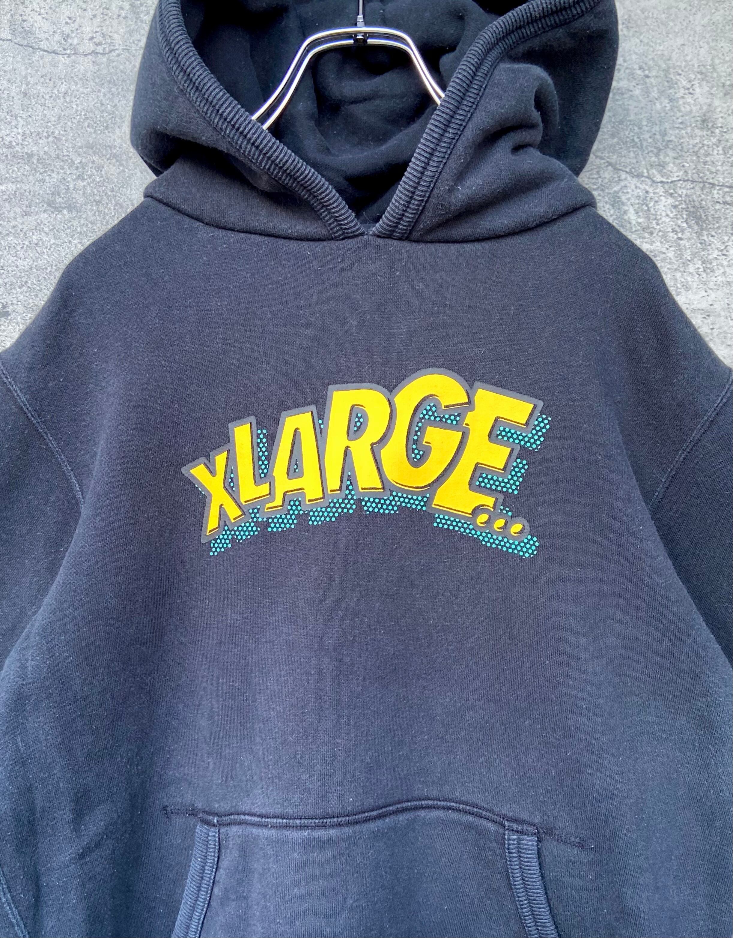 XLARGE エクストララージ 肉厚パーカー プルオーバー 黒 デカロゴ