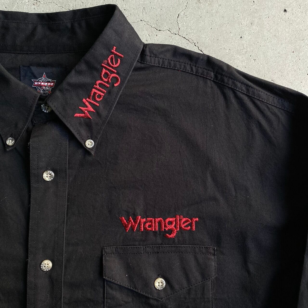 年代 PBR WRANGLER ラングラー 長袖 刺繍 デザイン シャツ メンズXL